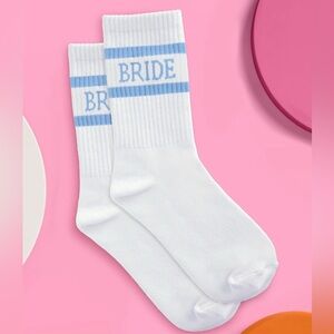 New in Pack White and Blue Bride Socks